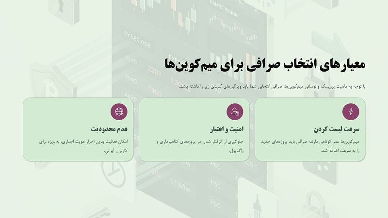 انتخاب بهترین صرافی میم کوین